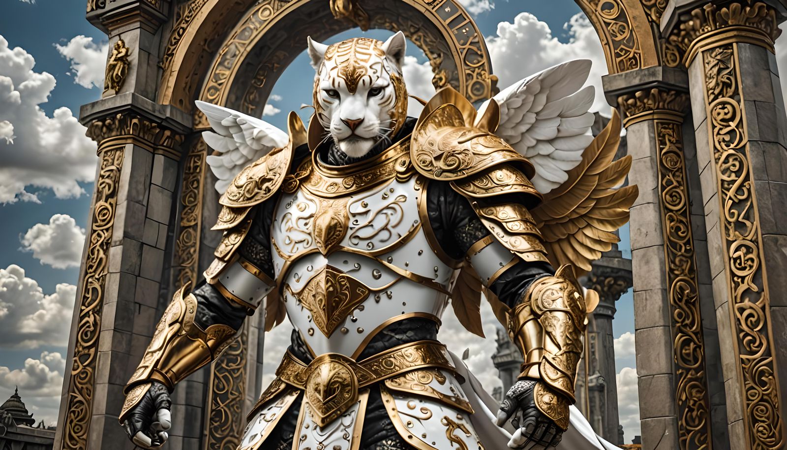 Winged Panther Warrior Guarding Time Gate