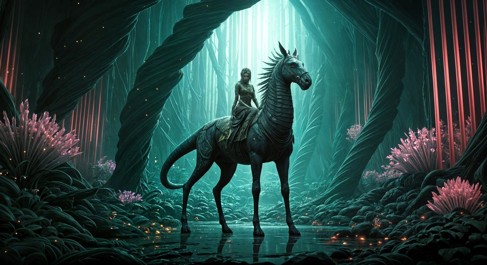 Jewel-Toned Rider on Alien World