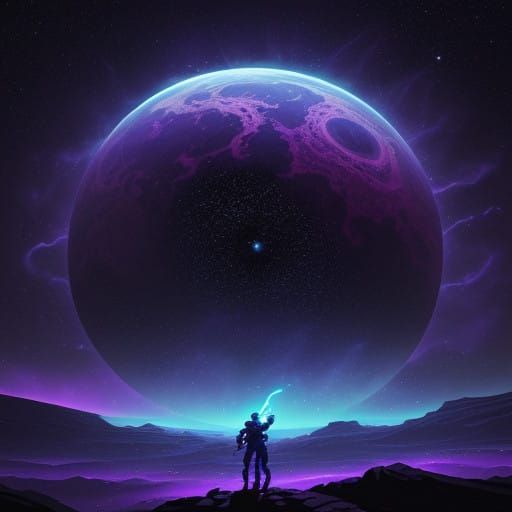 Retro-Futuristic Space Odyssey in a Starry Galaxy