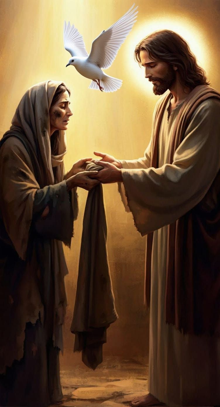 Biblical Scene: Woman's Exchange with Jesus