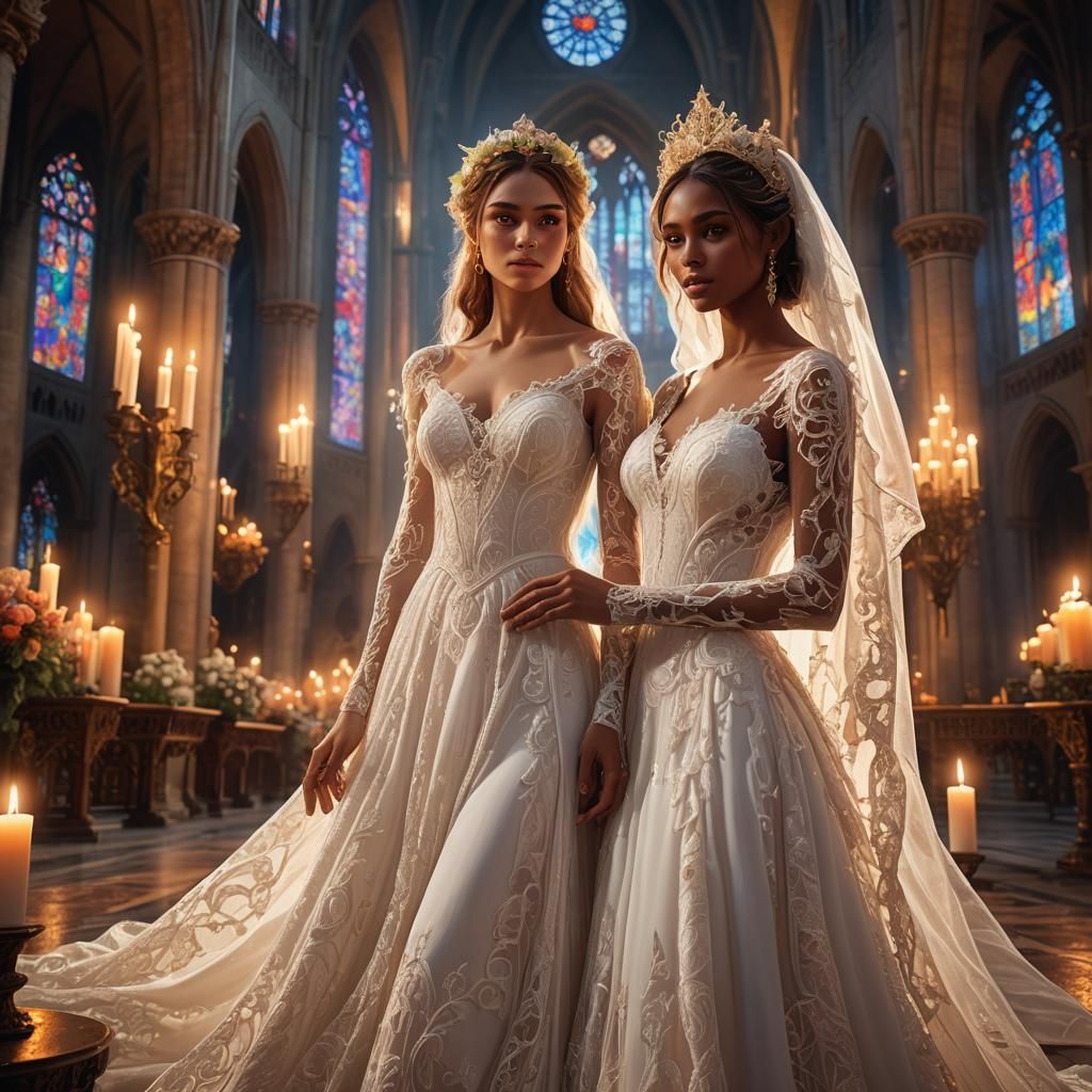 Ghost Elf and Human Bride in Cathedral