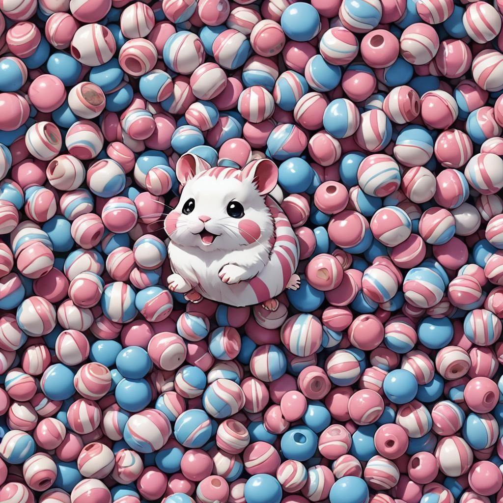Candyland Hamster with Pink, White, and Blue Stripes