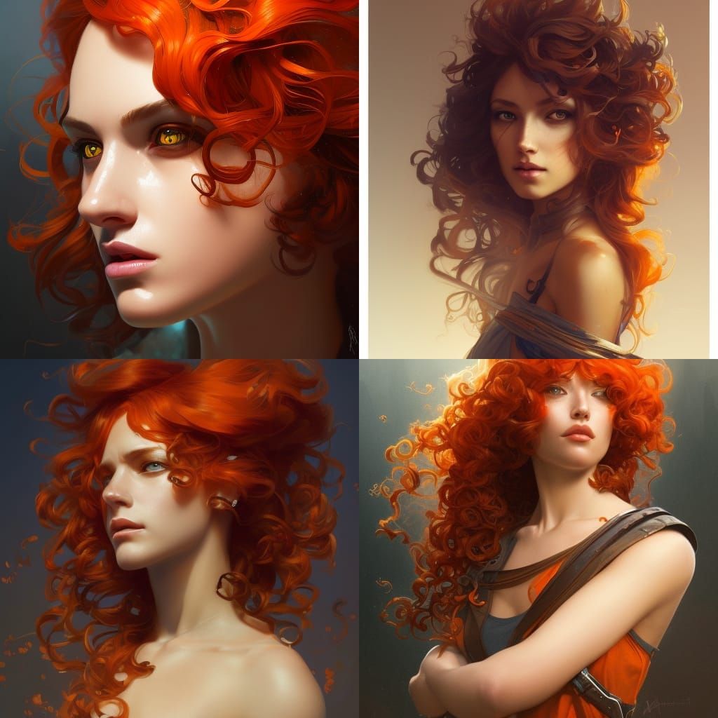 Orange-Haired Huntress Portrait in Hyperdetailed Style