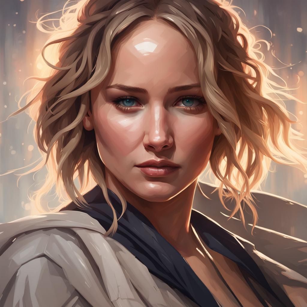 Jennifer Lawrence Portrait in Art Nouveau Style