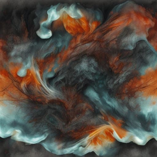 Figures in Flowing Amber Leaves