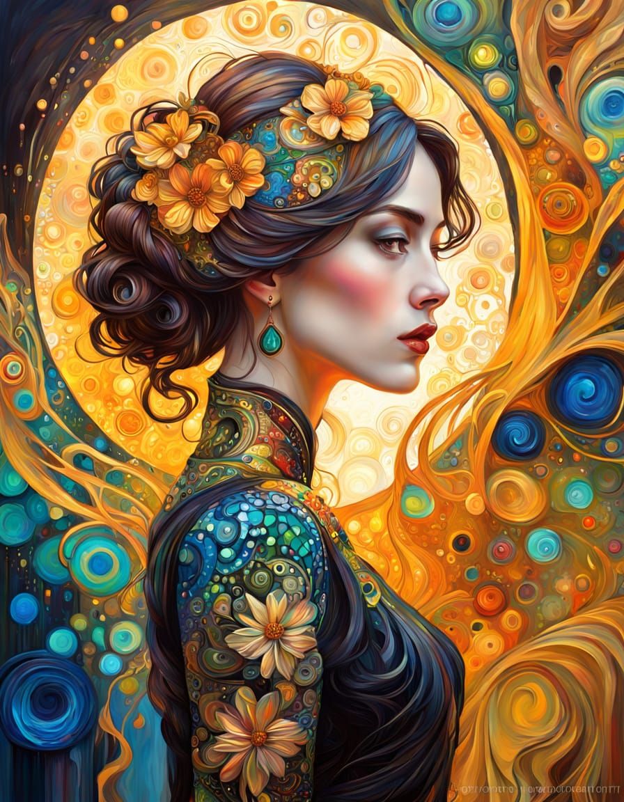 Beautiful woman in Art Nouveau style