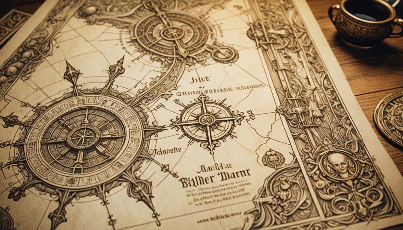 Ancient Fantasy Map in Intricate, Hand-Drawn Style