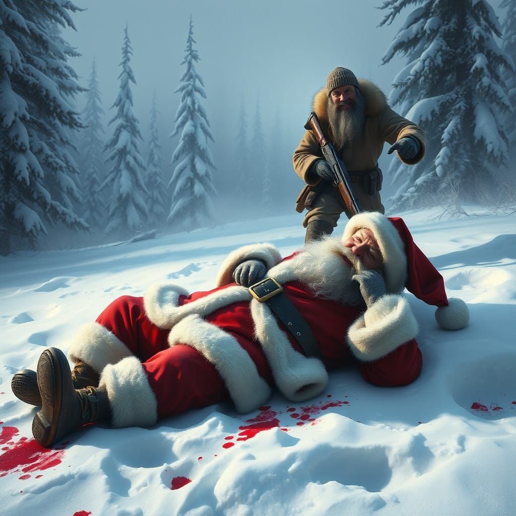 Eerie Winter Hunting Scene: Dark Fantasy Matte Painting