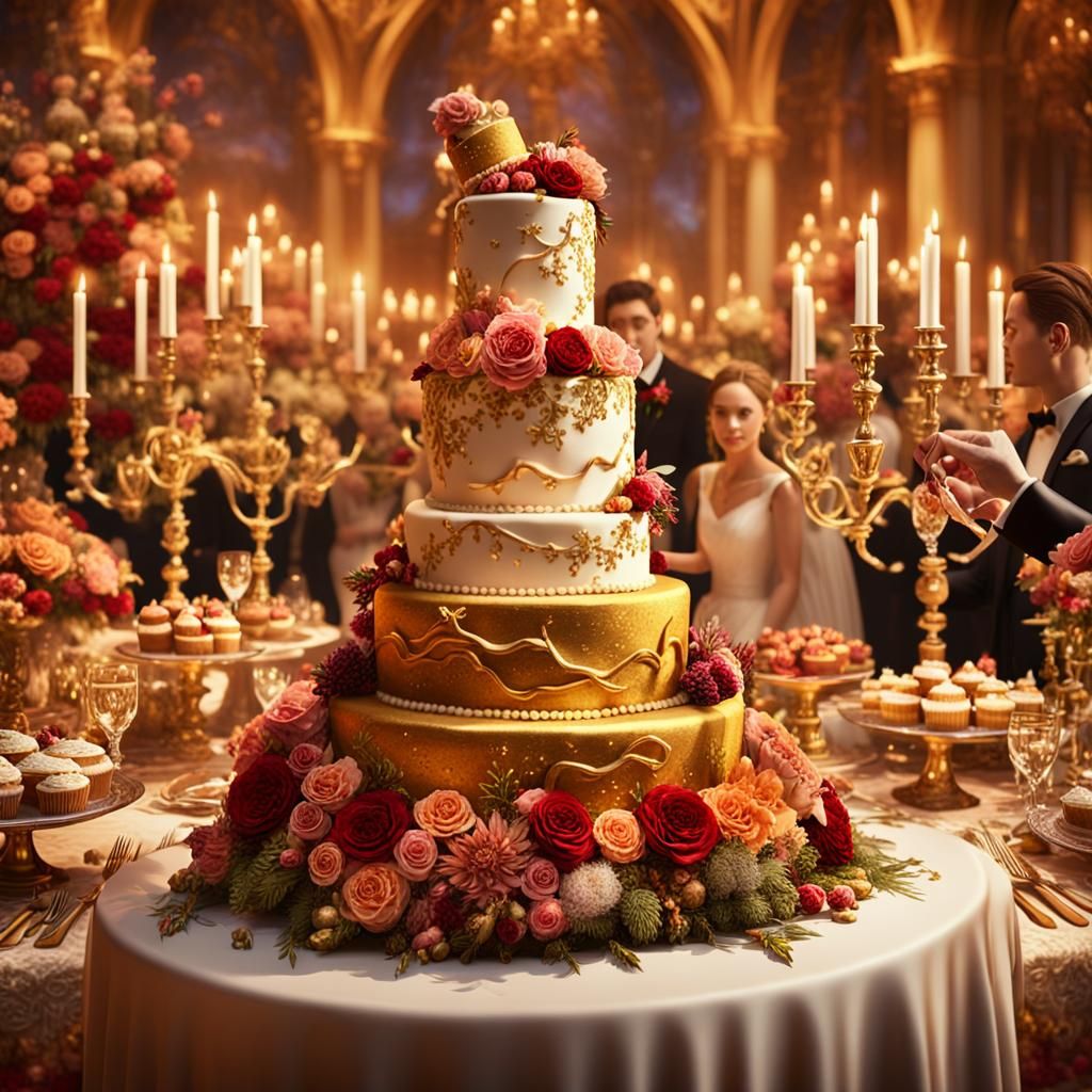 Whimsical Fantasy Wedding with Cake and Green Flies