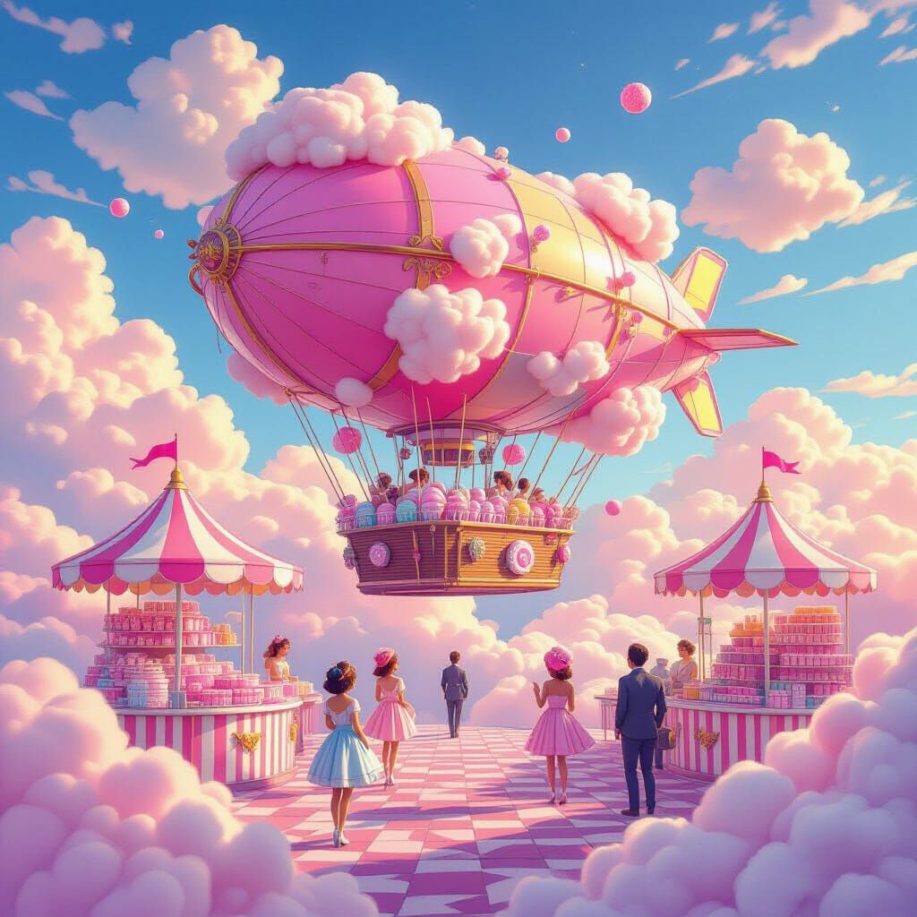 Cotton Candy Shop Airship: 50s Fantasy Advertisement