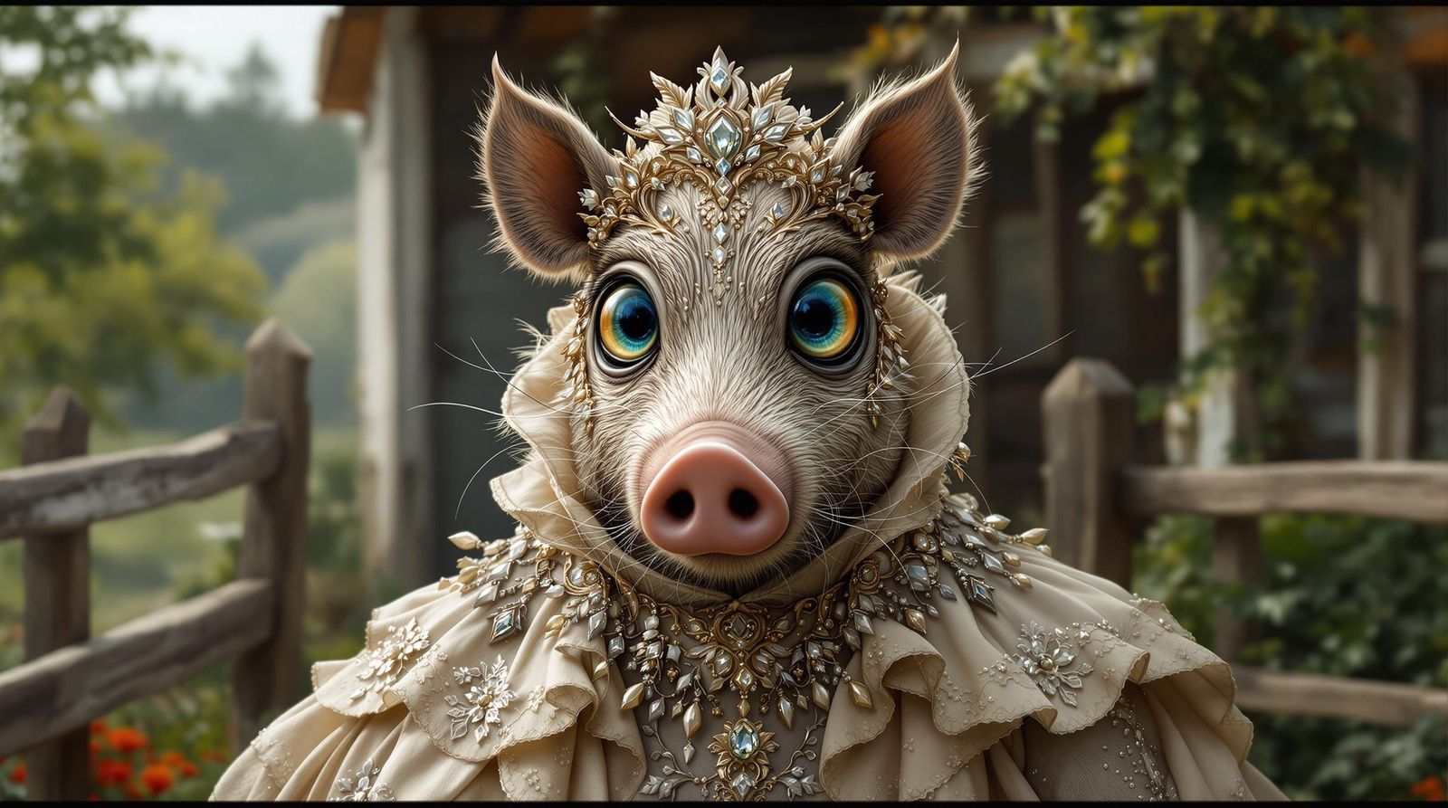 Realistic Boar in Elegant Attire