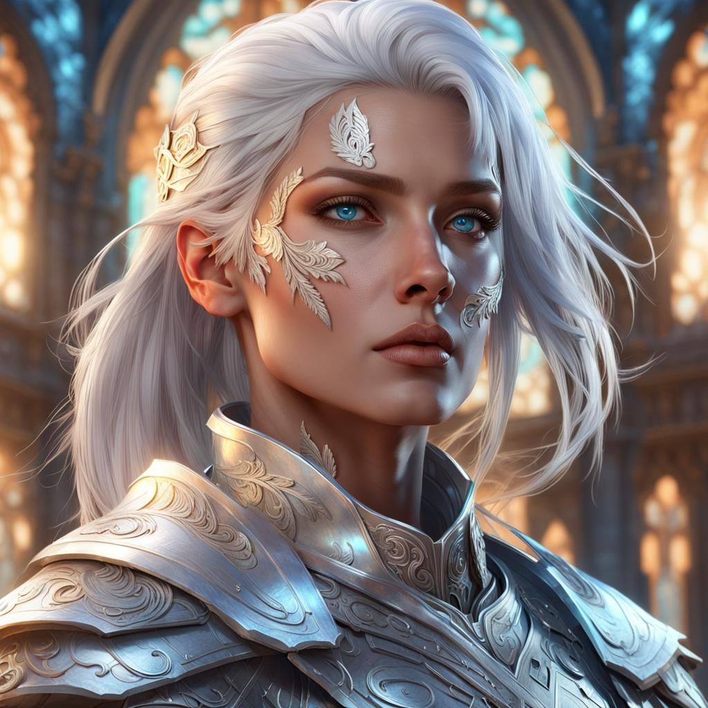 Angelic Warrior Portrait in Hyperdetailed Digital Art