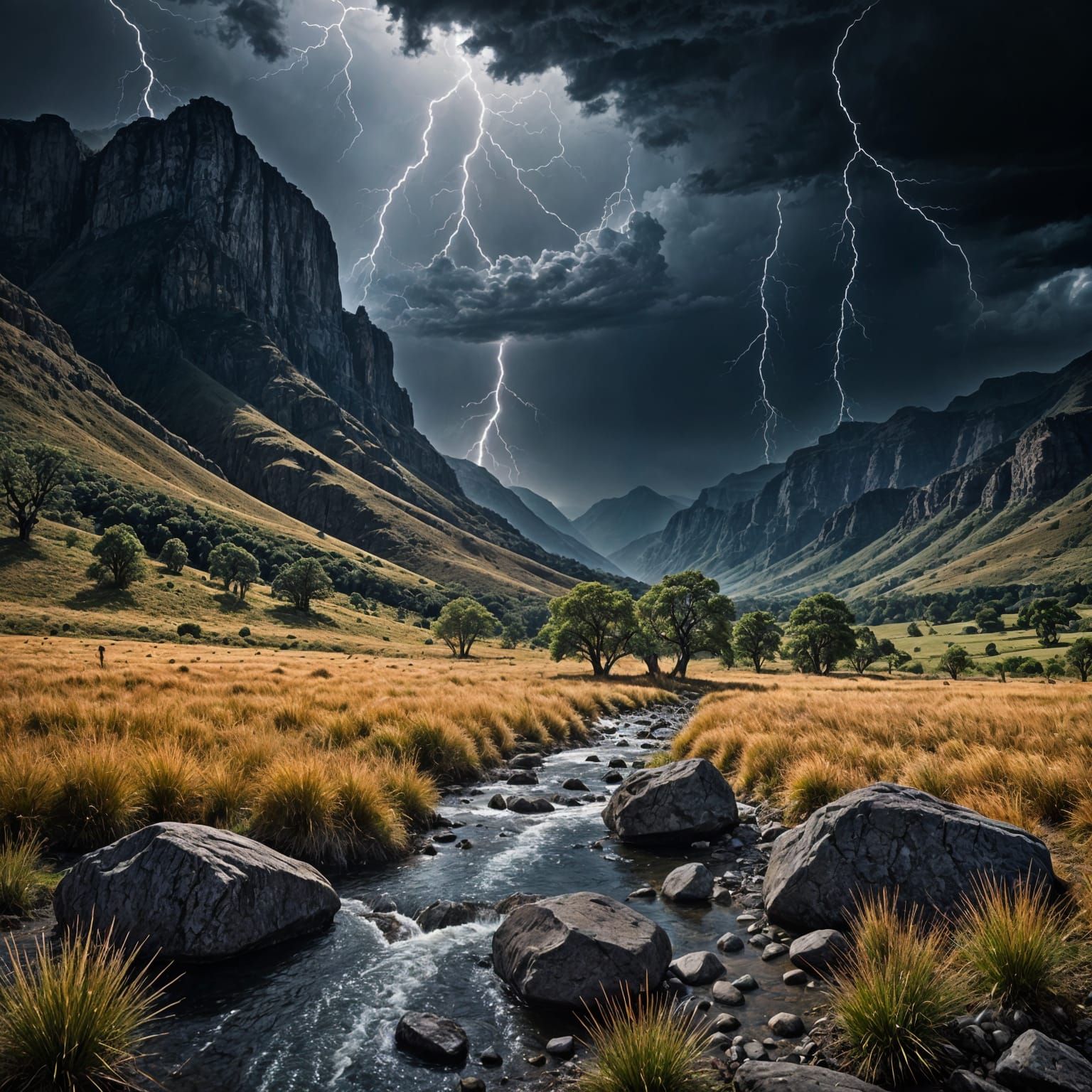Thunderstorm Unfolds Across Majestic Drankensberg Mountains