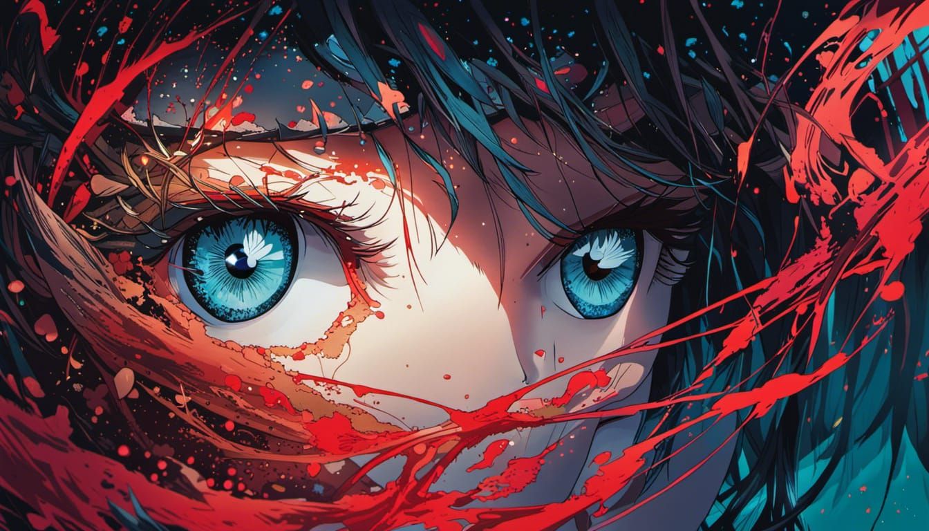 Dramatic Anime Evil Eye Portrait with Rim Lighting