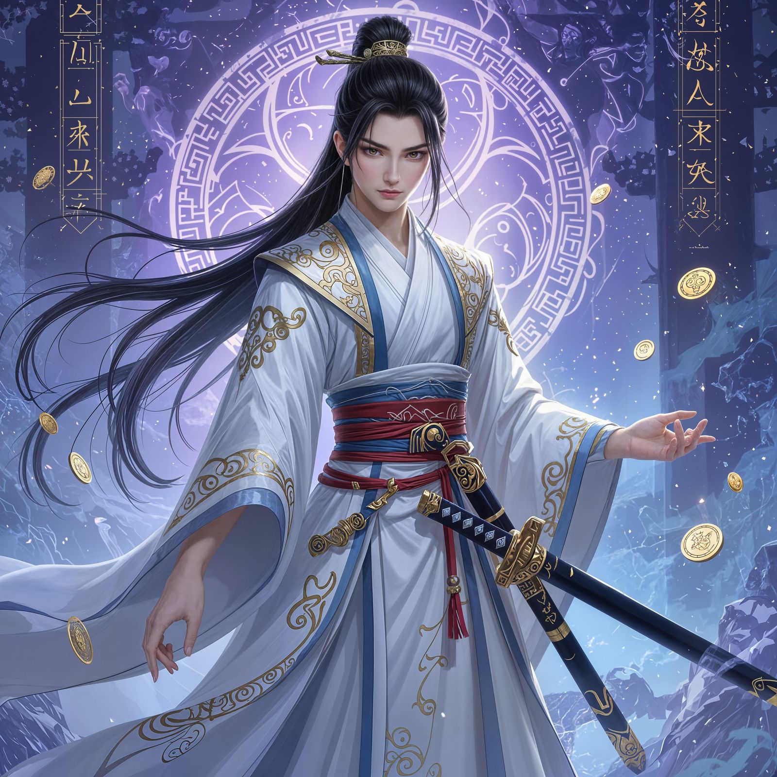 Ethereal Warrior in Ancient Chinese Attire