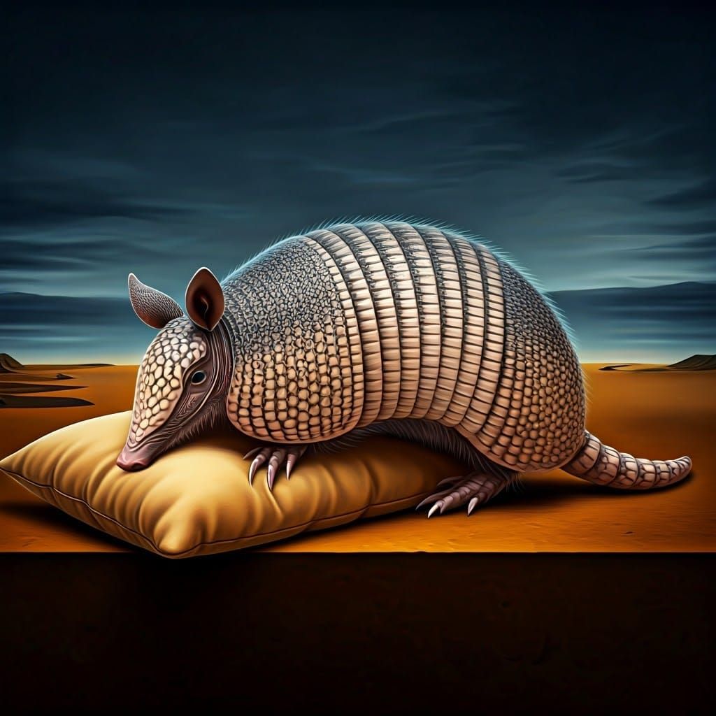 Armadillo Surrealist Dreamscape on a Pillow
