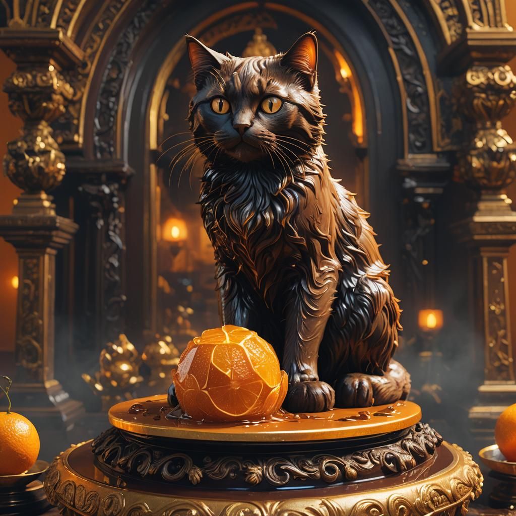 Cat-shaped Candied Orange Covered in Chocolate