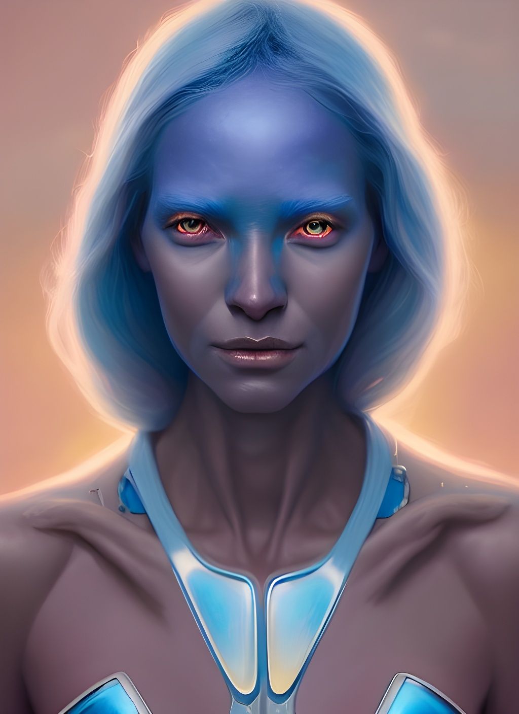 Arcturian Woman Portrait in Sci-Fi Fantasy Style