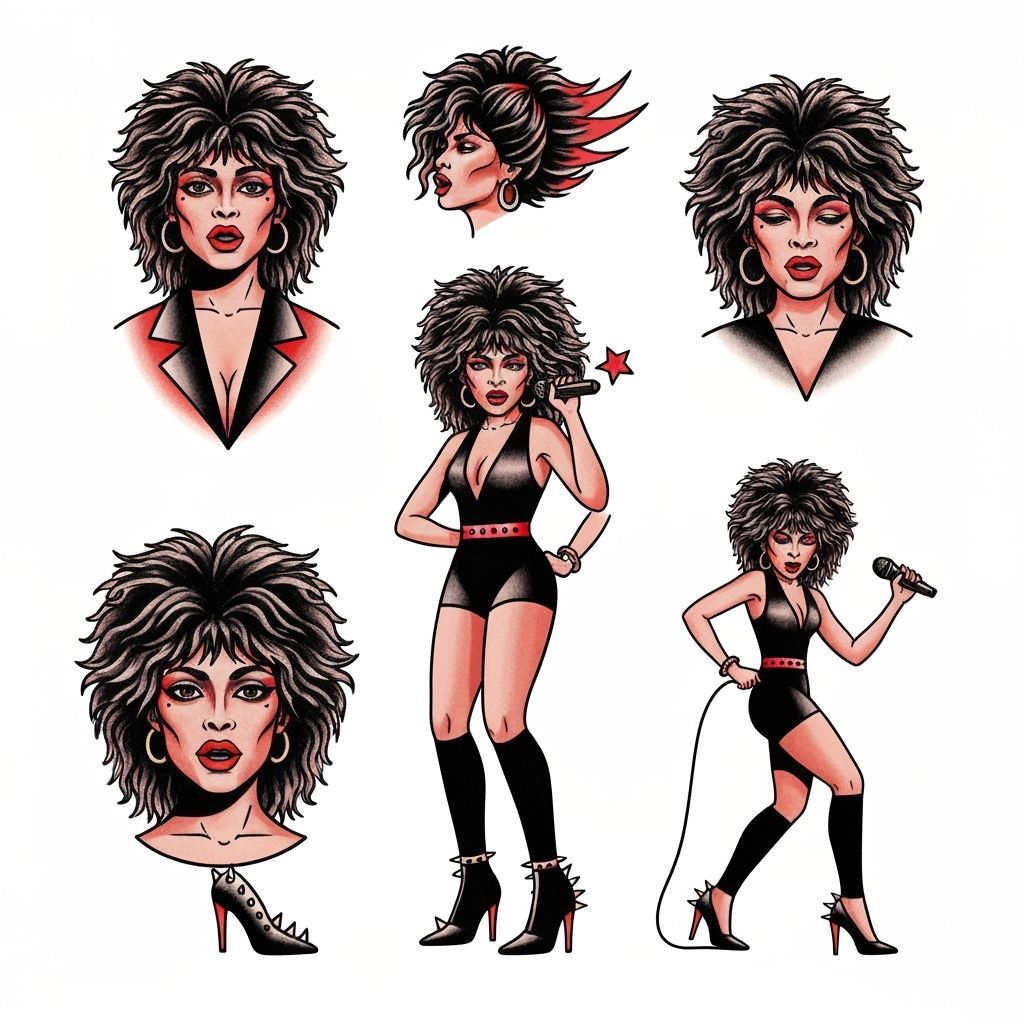 Tina Turner Tattoo Designs in Traditional Style