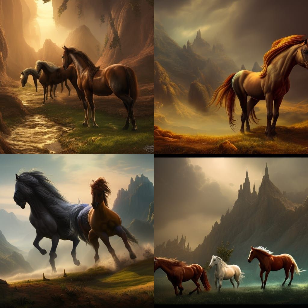 Fantastical Horses in Detailed Matte Painting