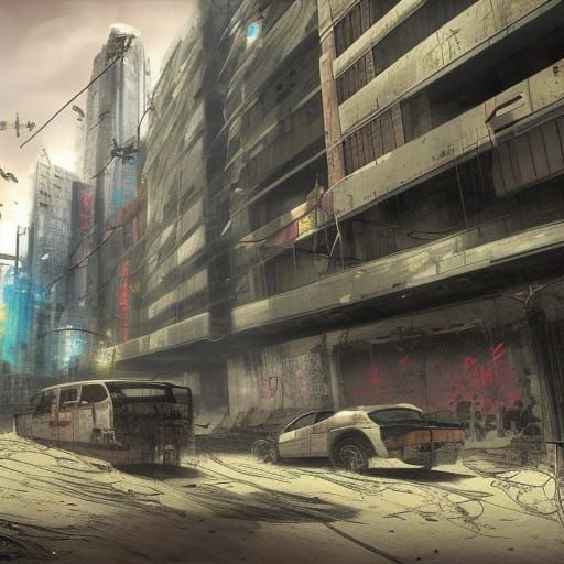 Cyberpunk Utopia: Post-Apocalyptic Cityscape