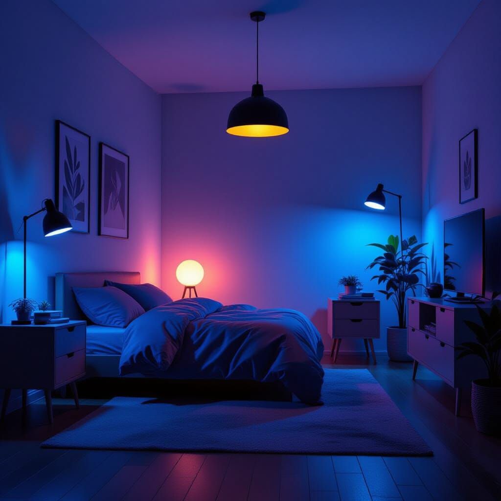 Low-Light Poly Room Interior