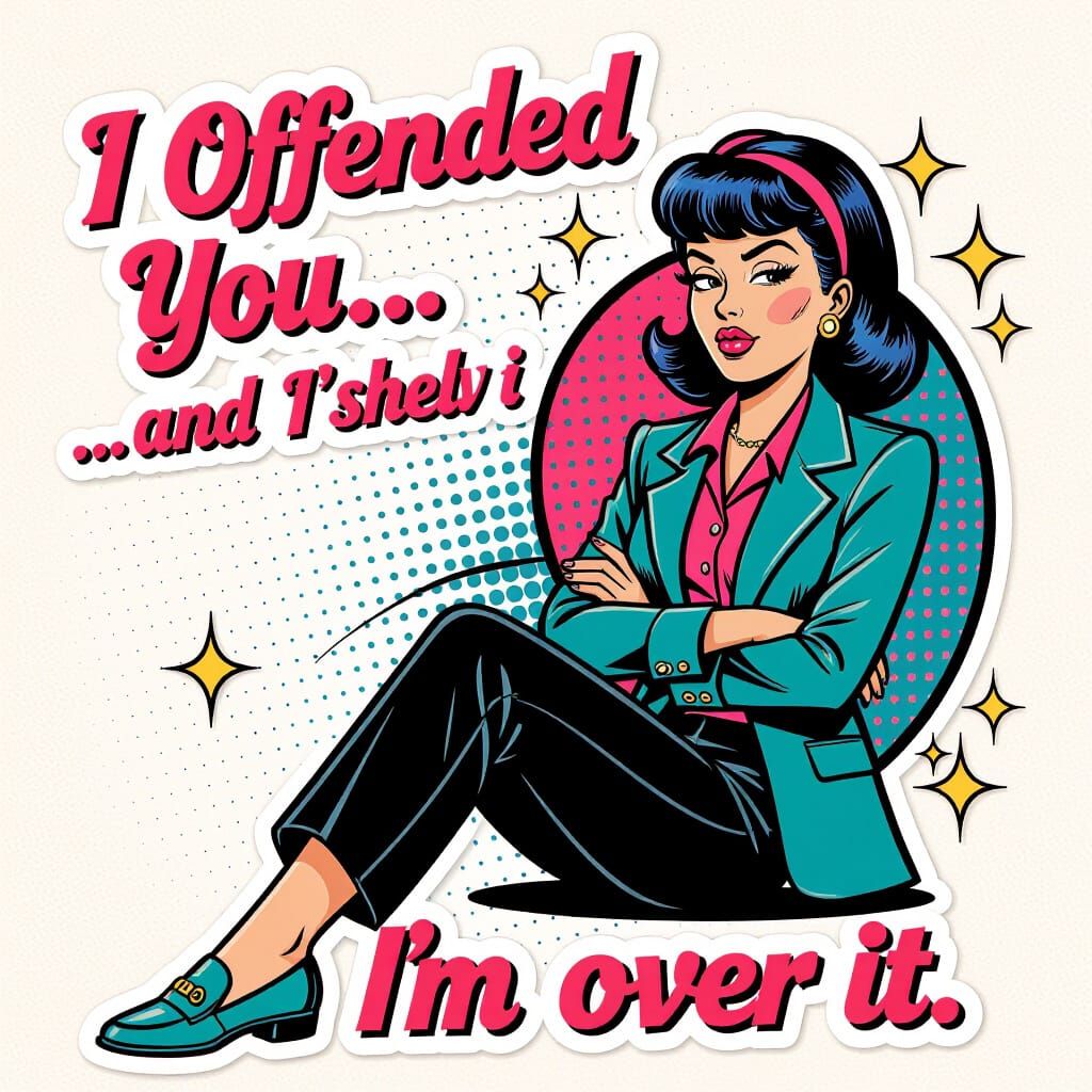 Retro 60s Sarcastic Woman Sticker in Neon Pop Art Style