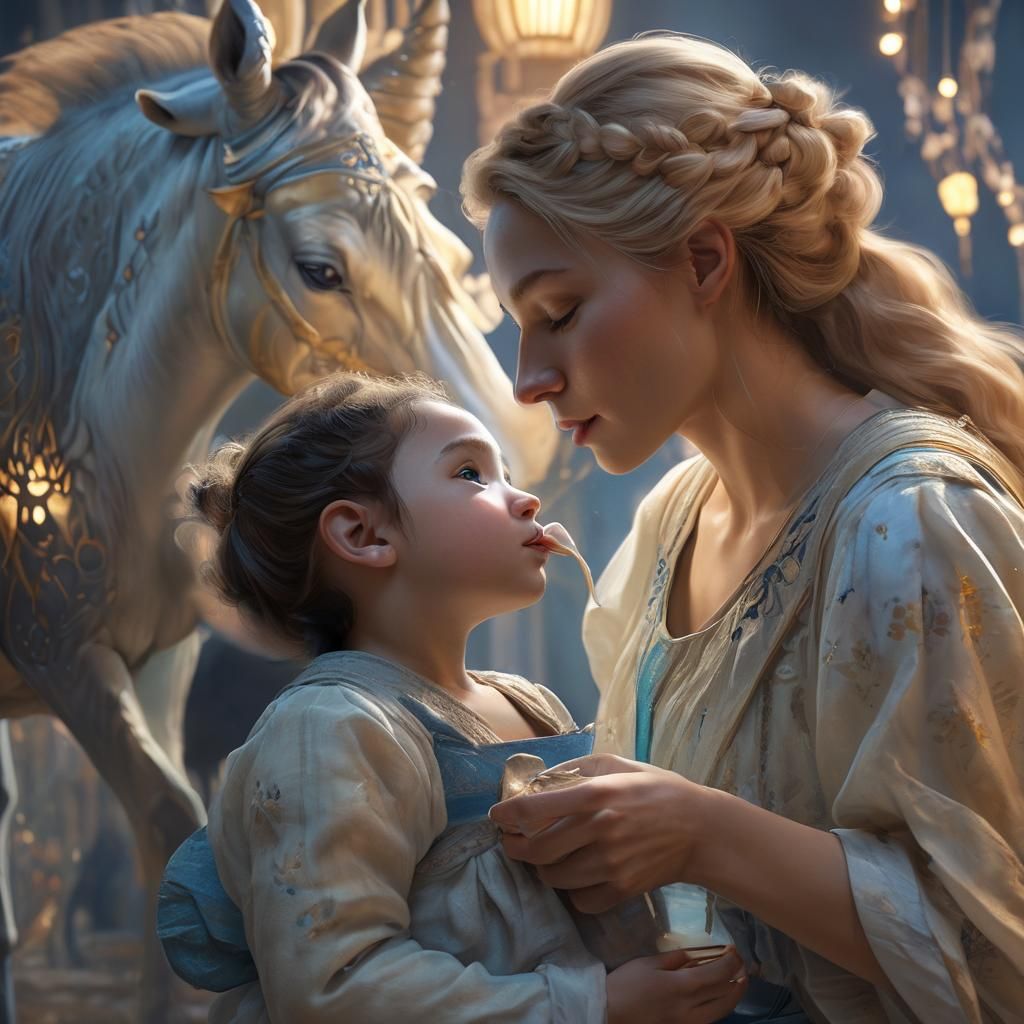 Mother and Baby in Whimsical Fantasy Art