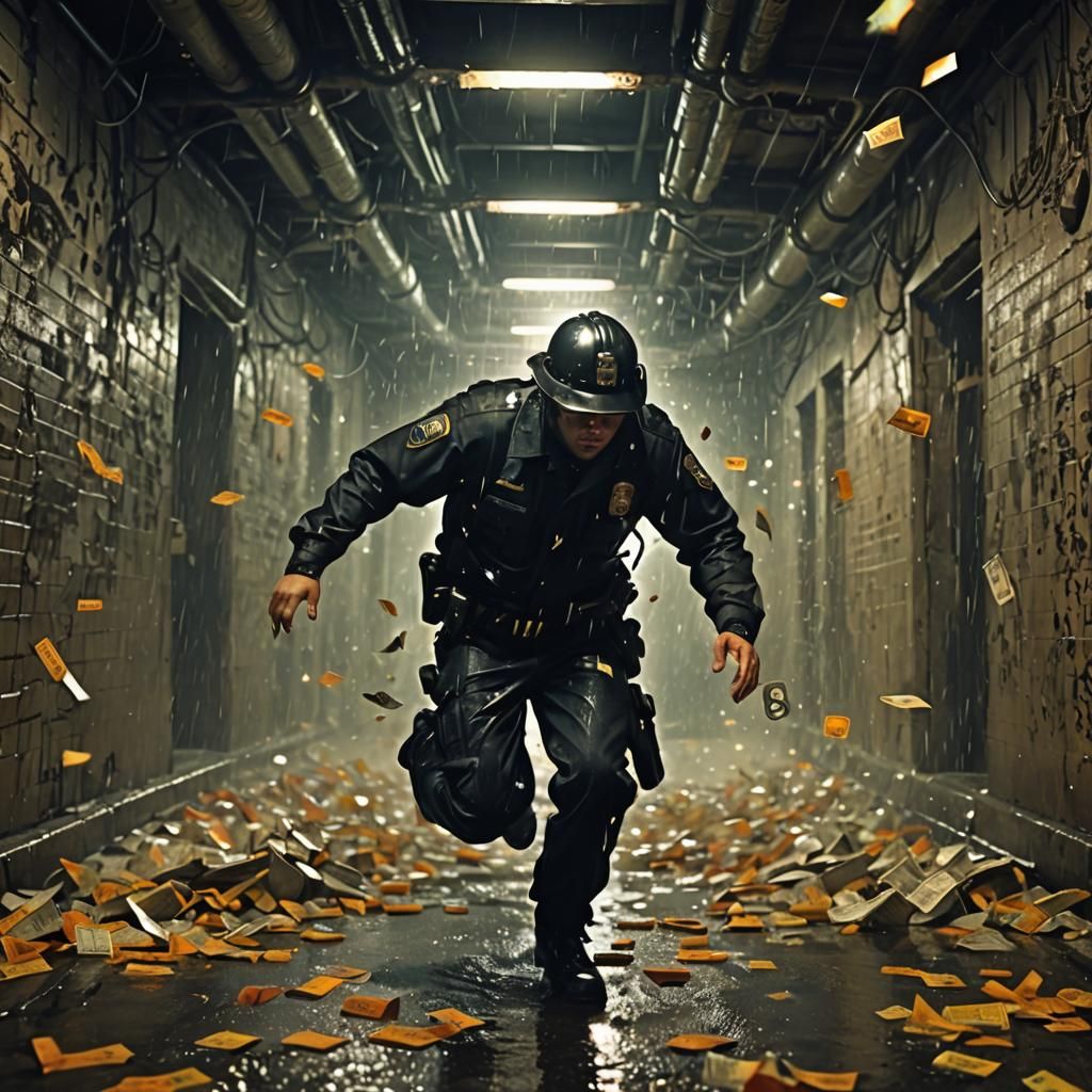 Police Chase in Sewer: 3D Matte Painting