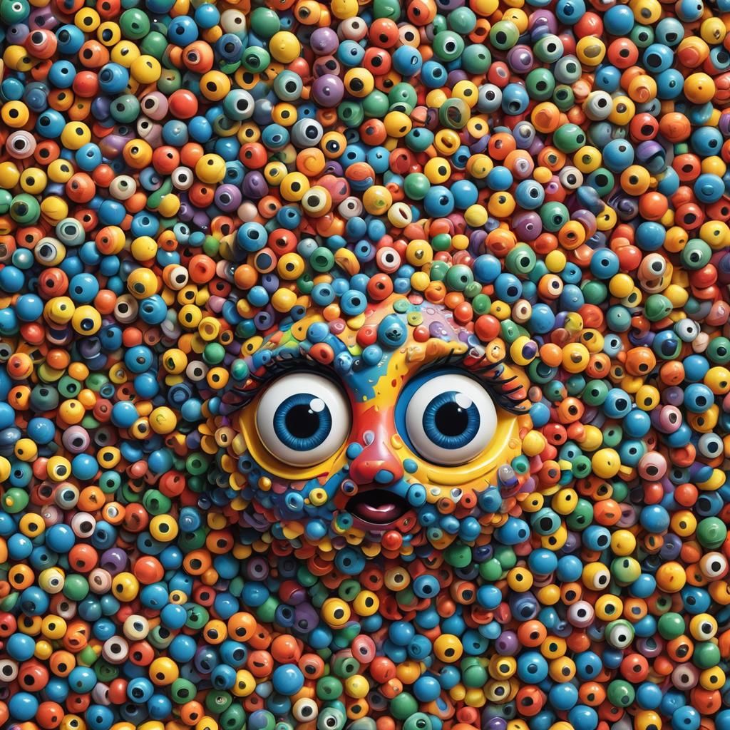Hyperrealistic Googly Eyes Toy in Splash Art Style