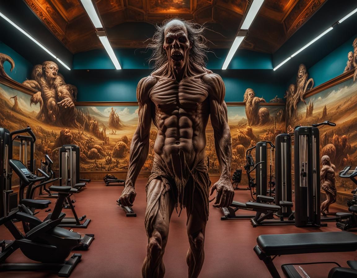 Macabre Body Horror Monster in Wasted Land