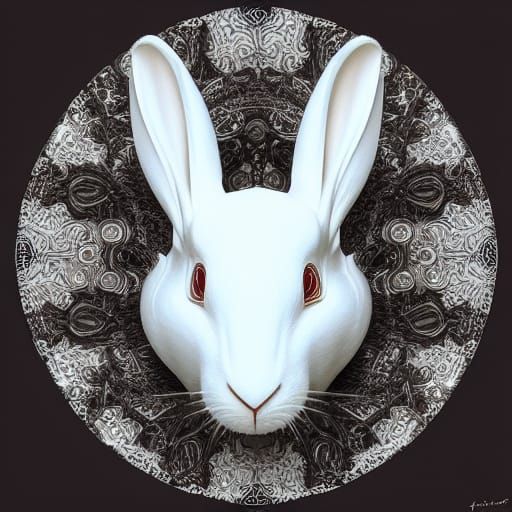 Elegant Ivory Carving of a White Rabbit