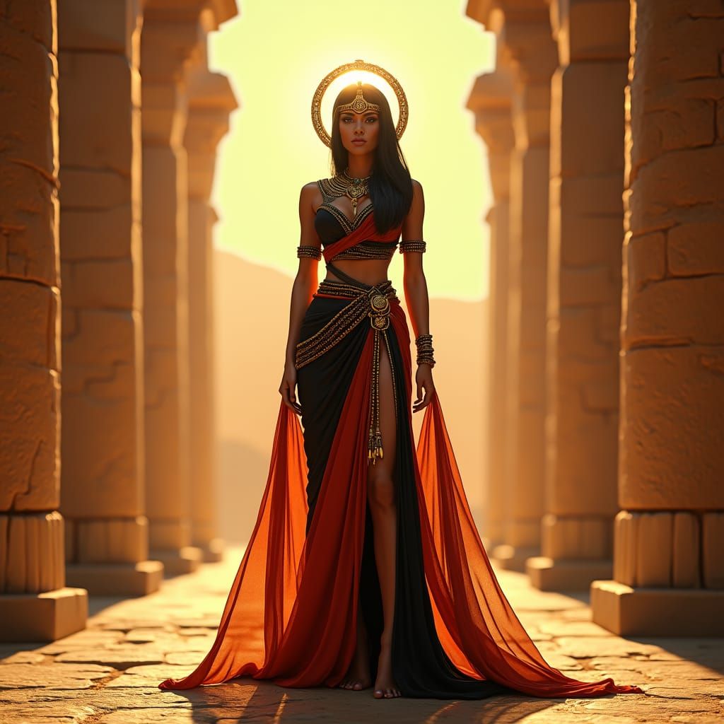 Egyptian Mother Goddess Tenenet in Ancient Temple of Karnak