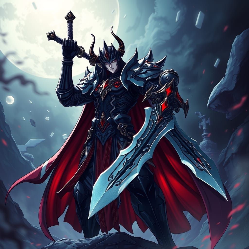 Majestic Blood Knight in Dark Fantasy Armor