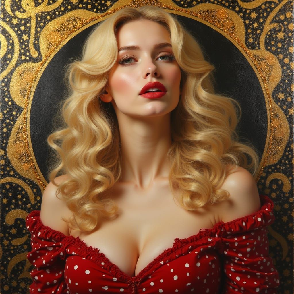 Golden Goddess in Dreamlike Landscape