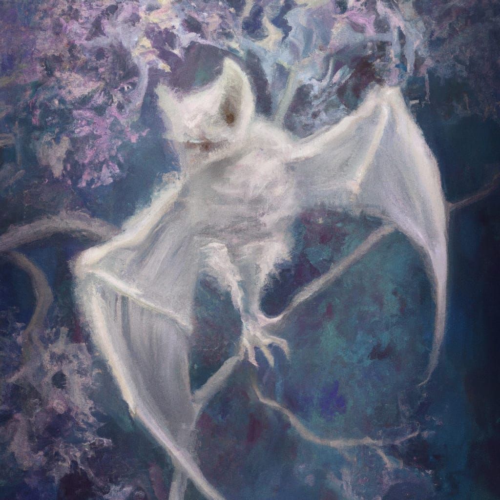 Ethereal Fluffy Fruit Bat Skeleton in Mist