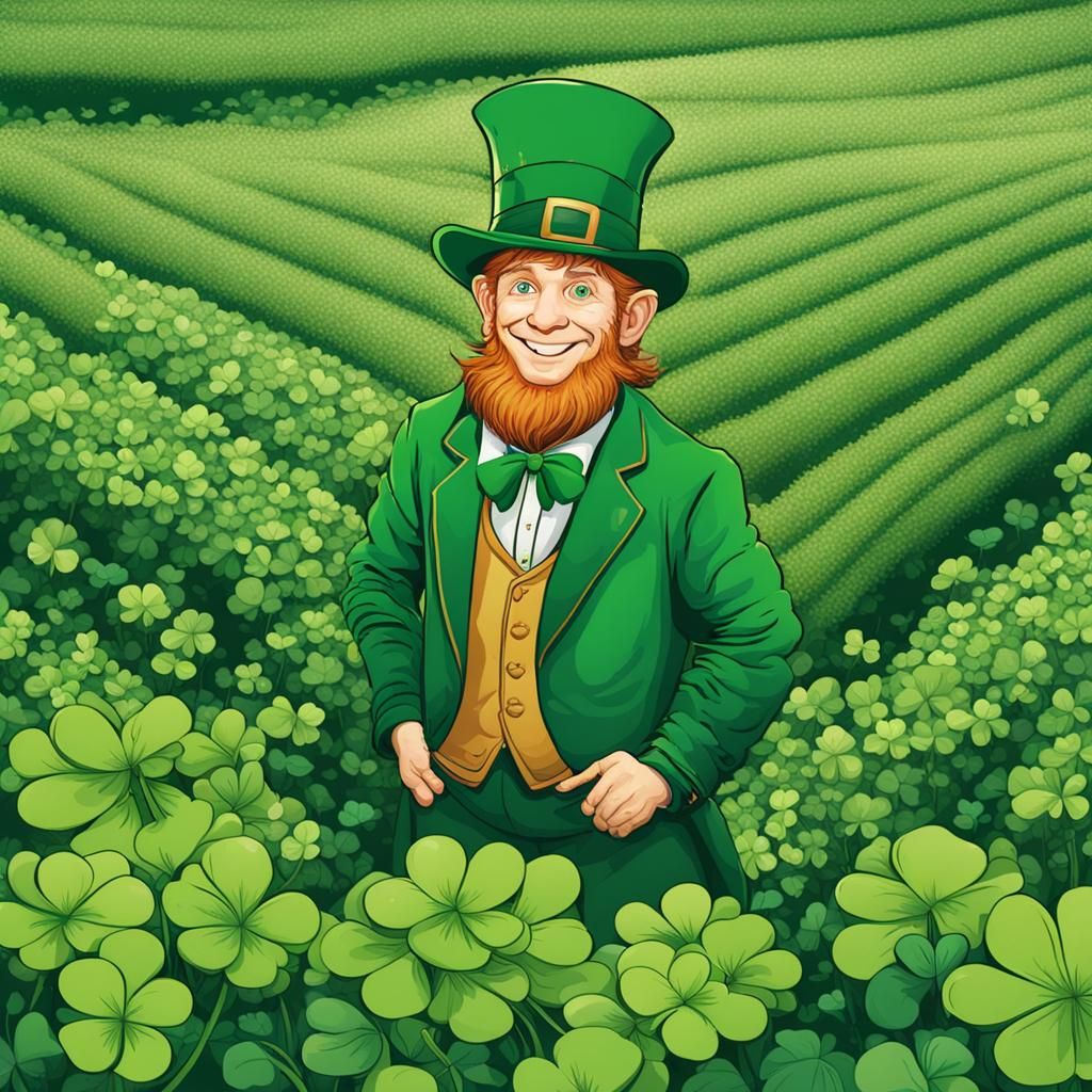 Leprechaun in Clover Field: Irish Folklore