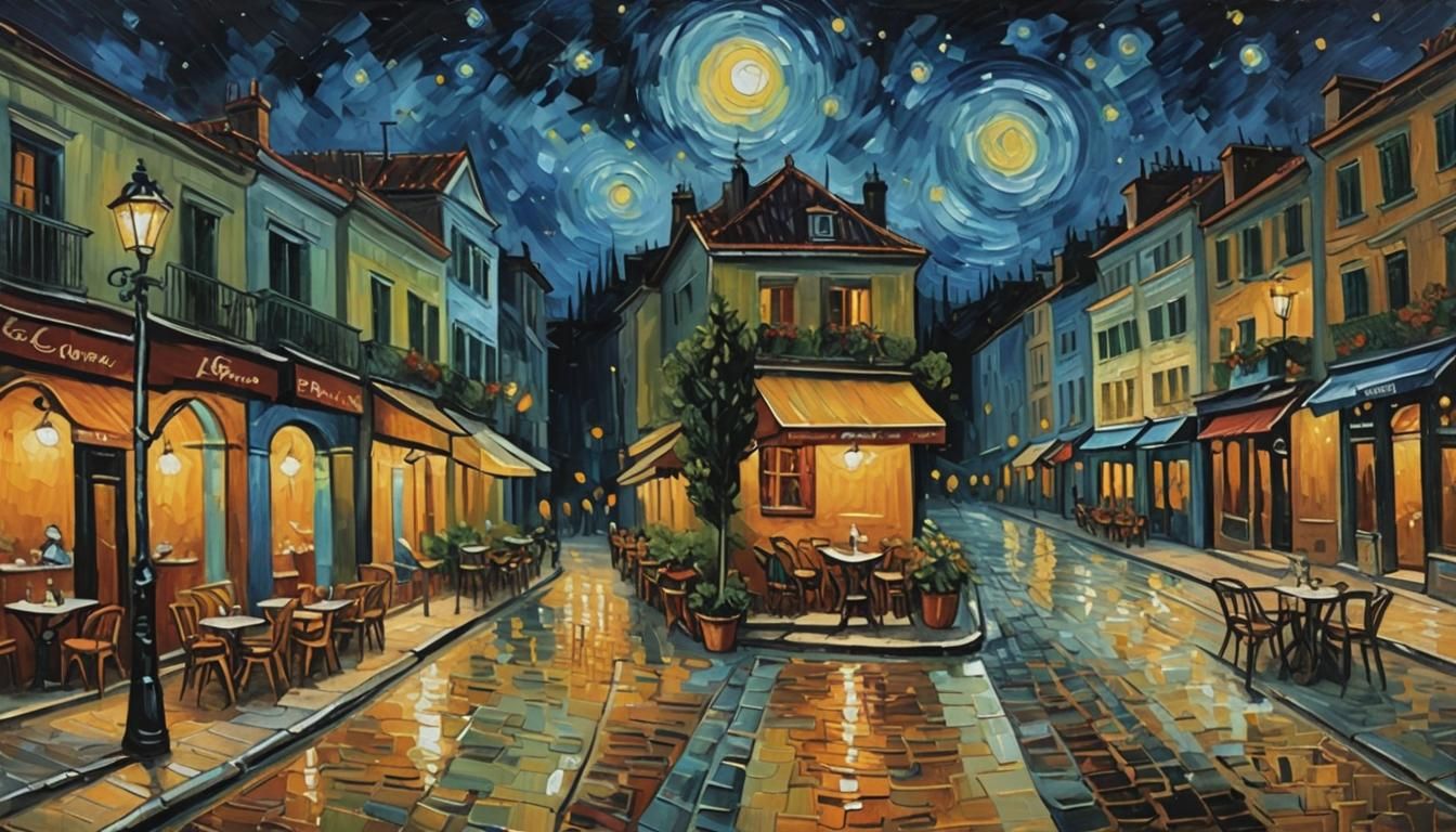 Cafe Terrace: Oil Painting in Van Gogh Style
