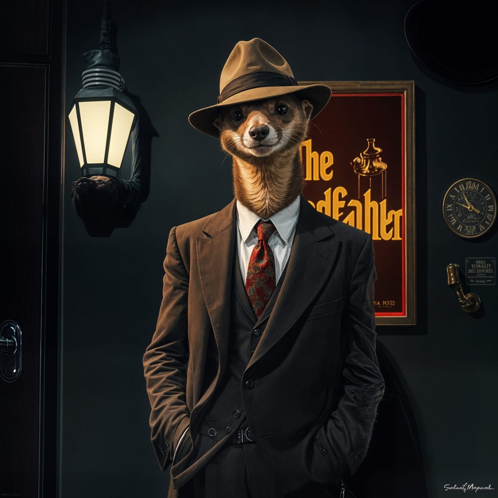 Weasel Dons Mafia Hat in Godfather Scene