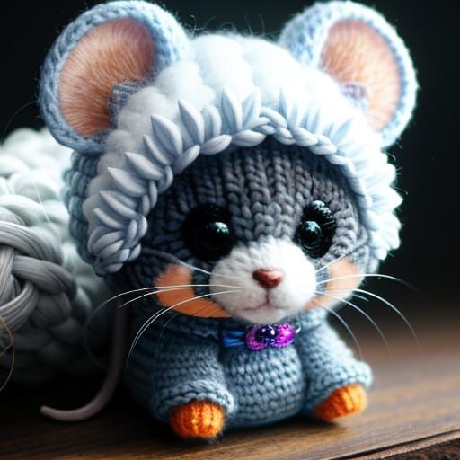 Chibi Mouse on Yarn: Fantasy Concept Art