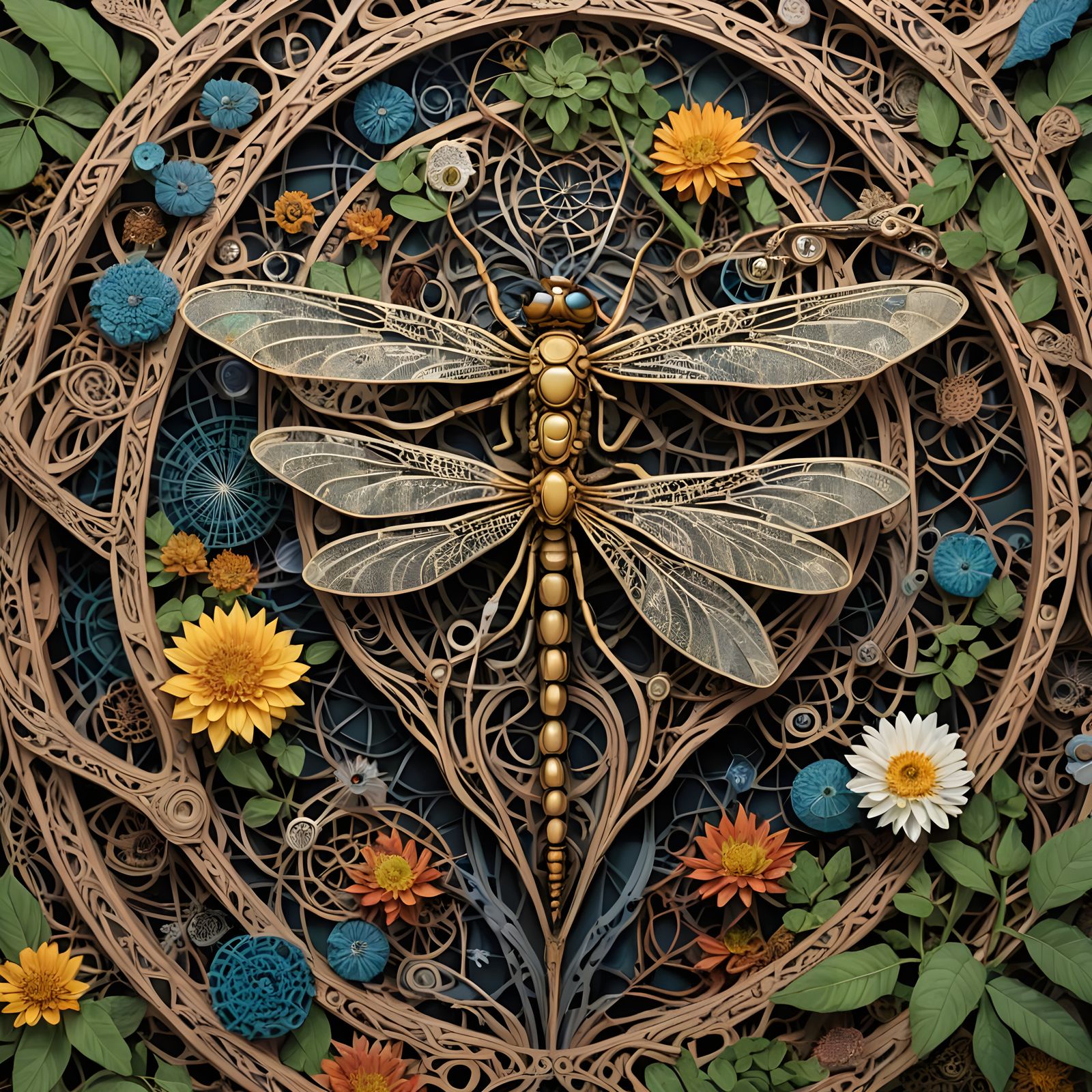 Dragonfly with Celtic Quantum Zentangle and 5D Shading