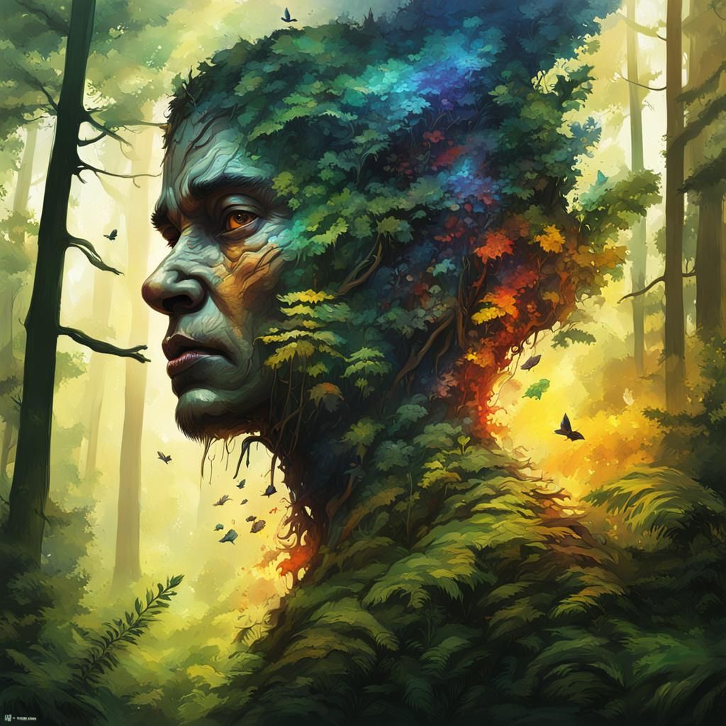 Hyperrealistic Forest Life in Splash Art Style