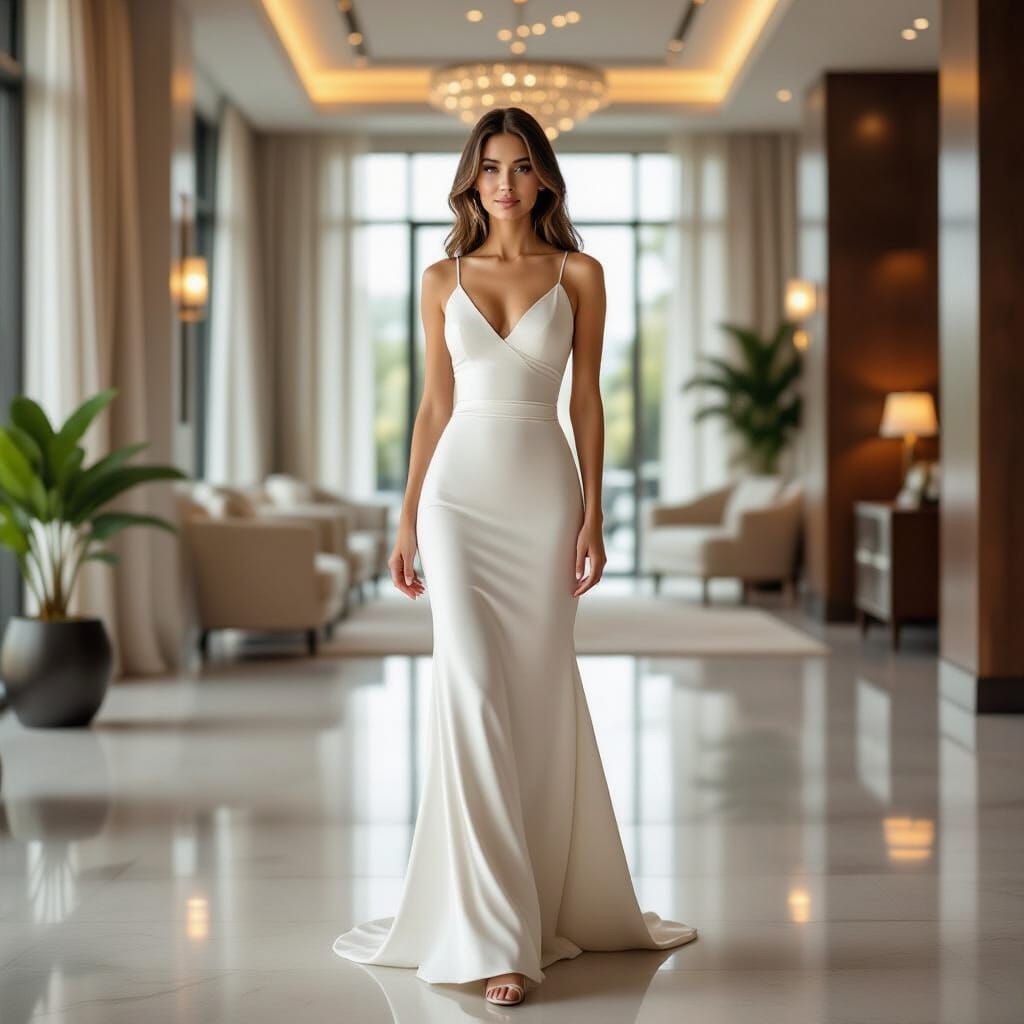 Beautiful Woman in Modern Interior, DSLR Portrait