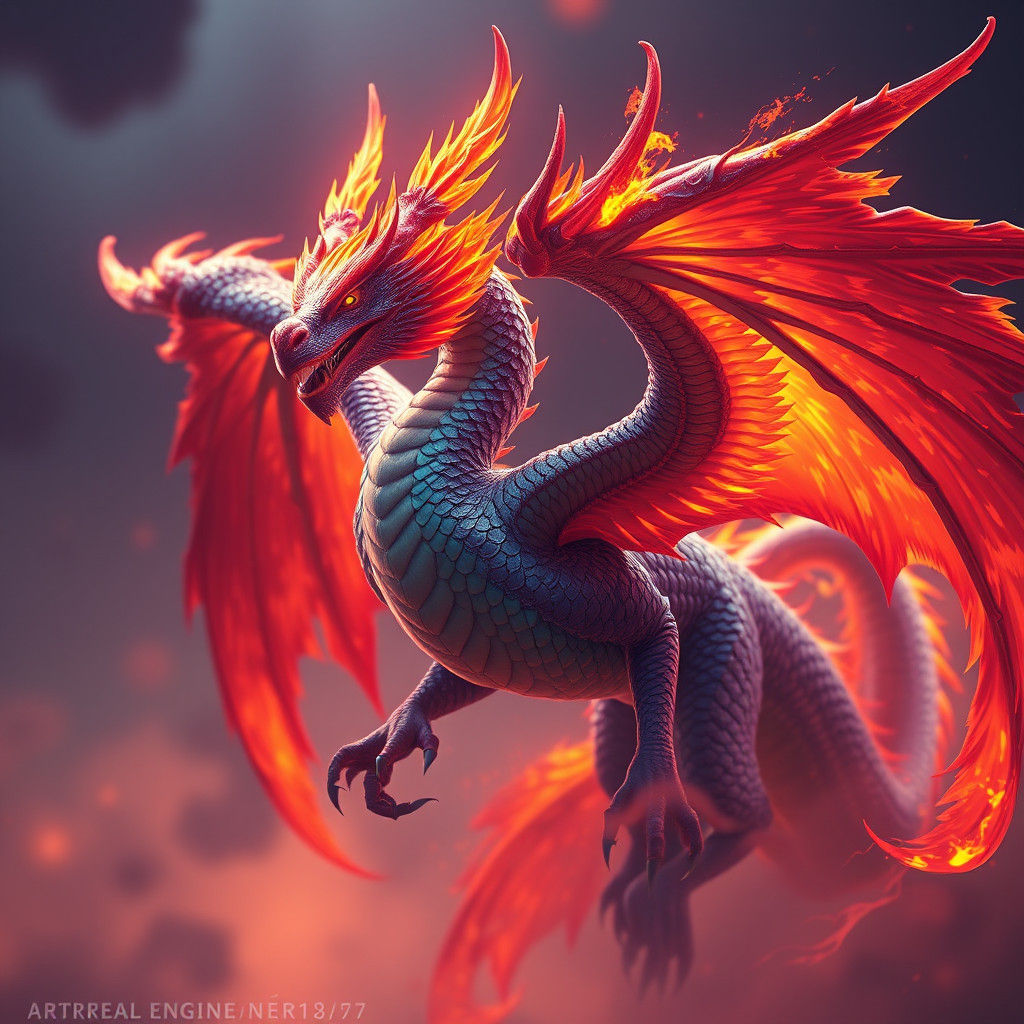 Detailed Phoenix Dragon Fantasy Concept Art