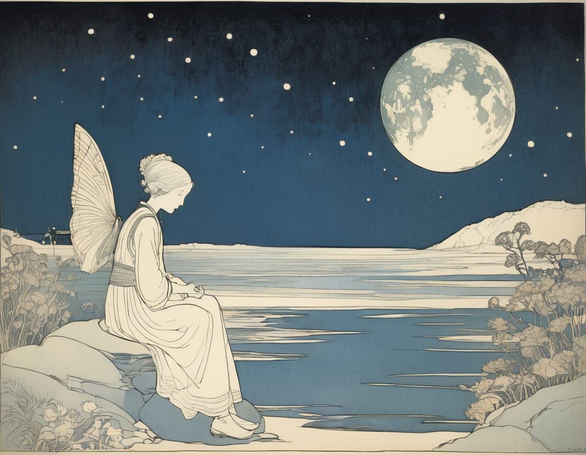 Surreal Woodland Scene in Whimsical Watercolor Style