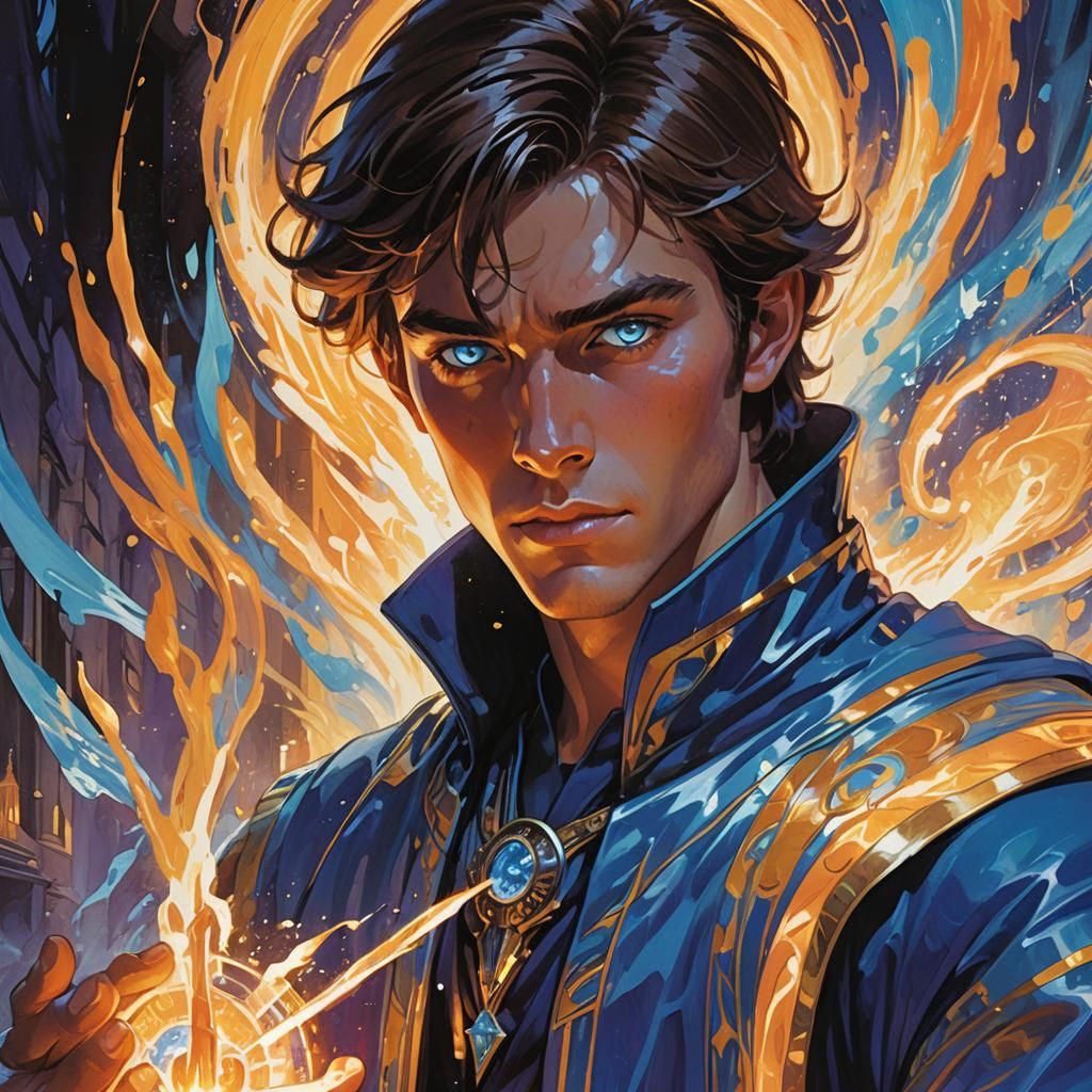 Enchanting Teen Wizard Unleashes Magic in Fantasy Art