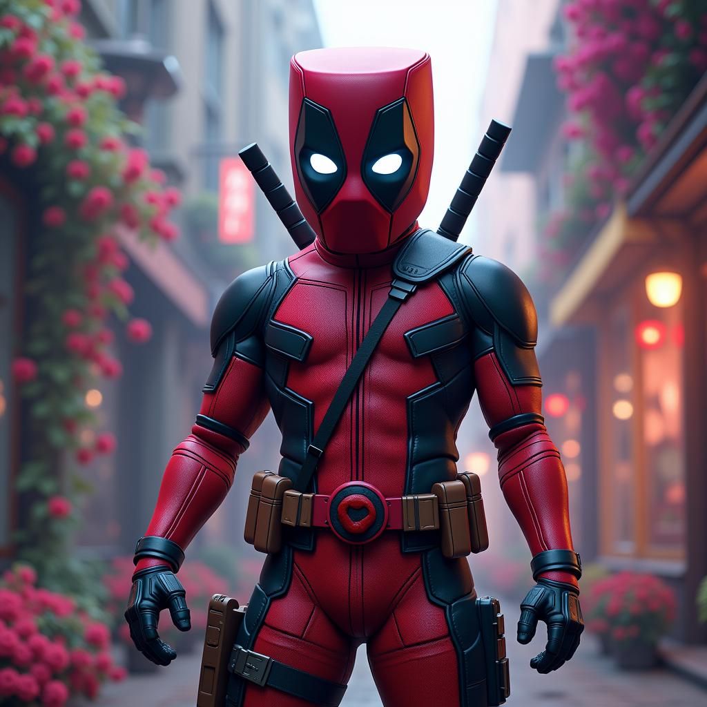 Marshmello as Deadpool in a Fantastical Realm