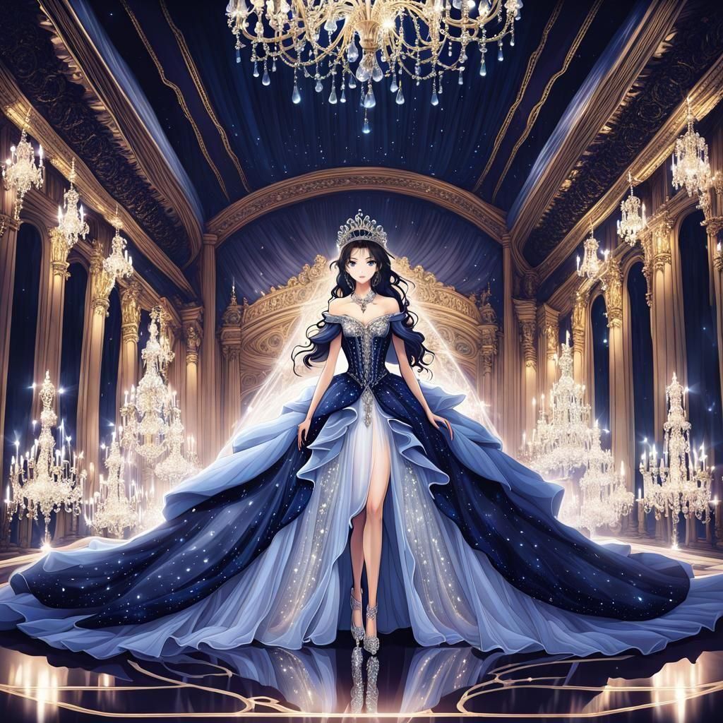 Cinderella in Anime Style Walking to Ball