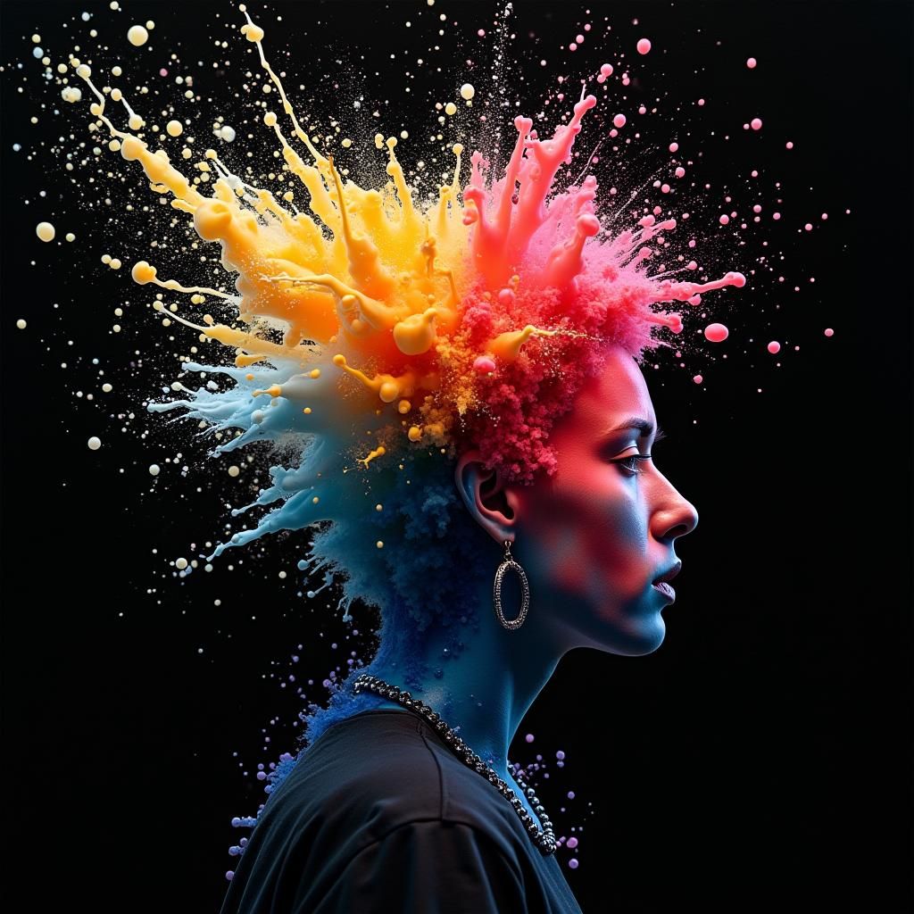 Abstract Explosion of Colors in Impasto Style