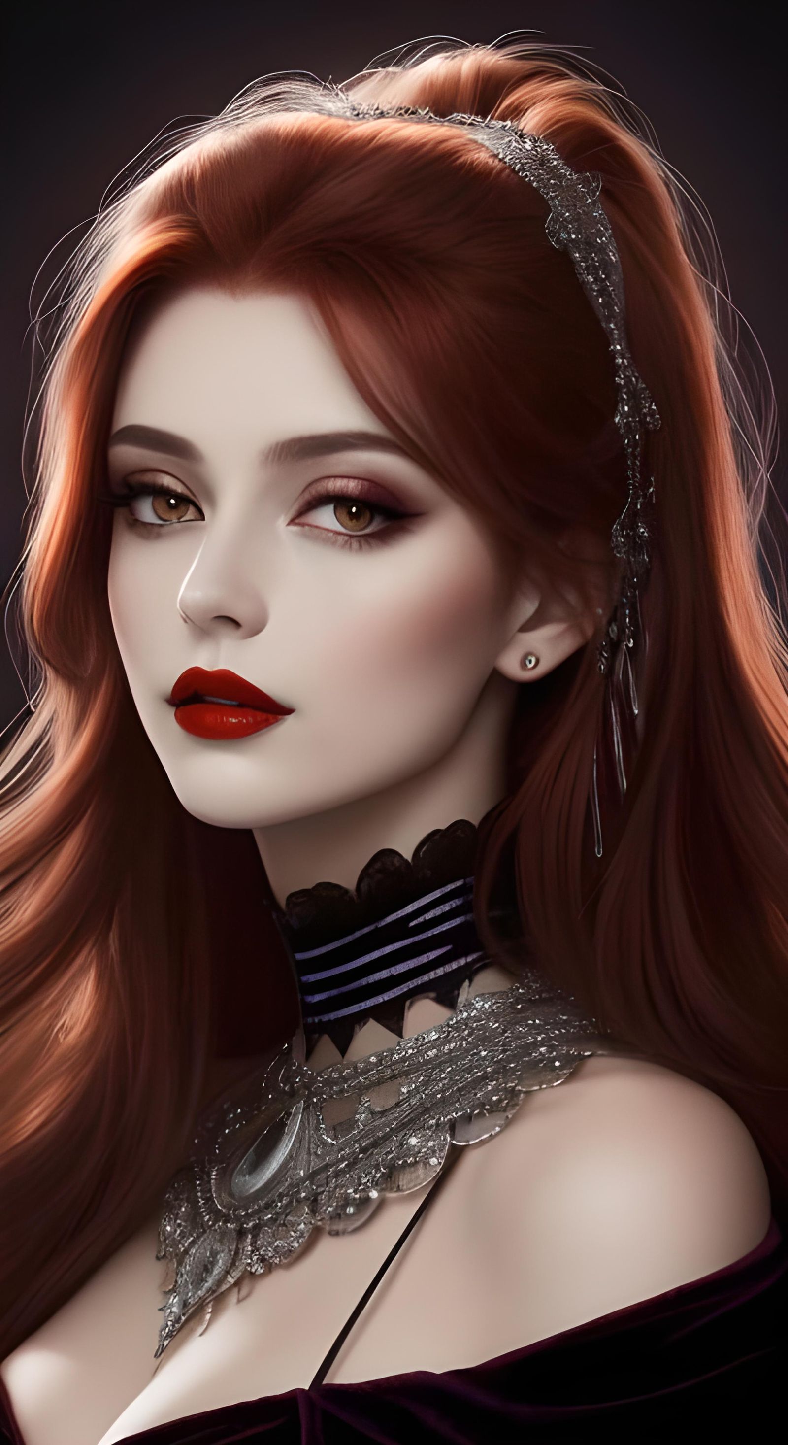 Ethereal Portrait of Woman in Futuristic Victorian Style